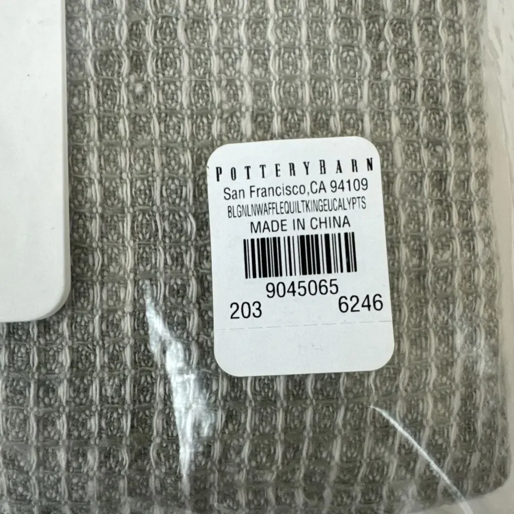 2 Pottery Barn Belgian Flax Waffle Weave King Shams Eucalypts
